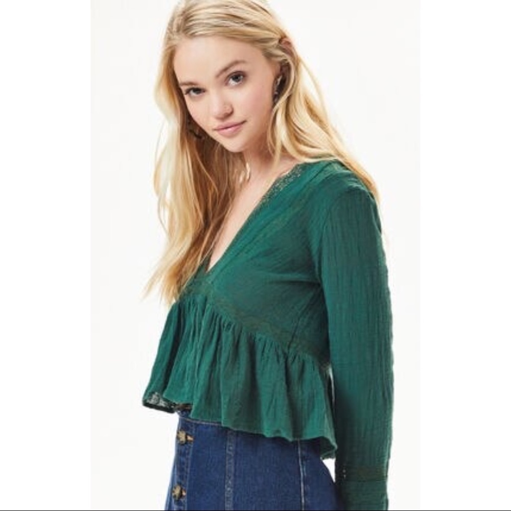 Cute Boho Crop Top Long Sleeve